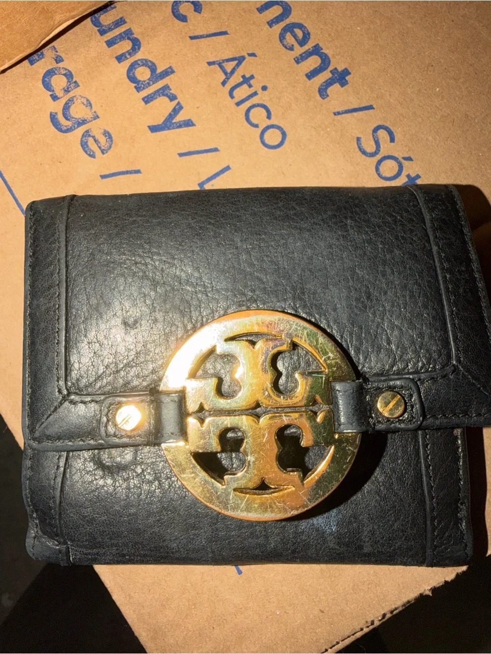 ⭐️Tory Burch Black Leather Small Wallet with Gold Logo